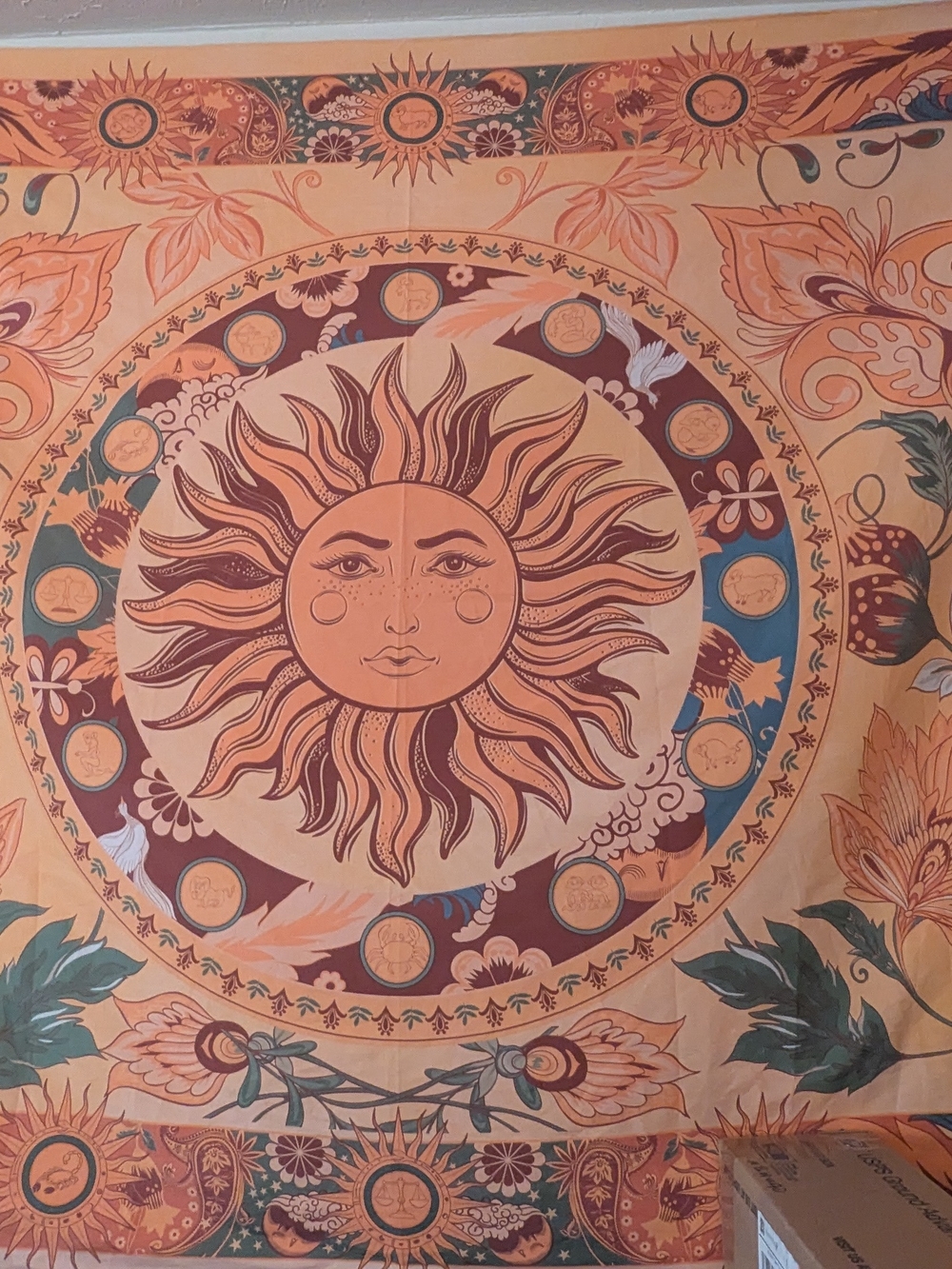 Bohemian Sunburst Wall Tapestry - Orange